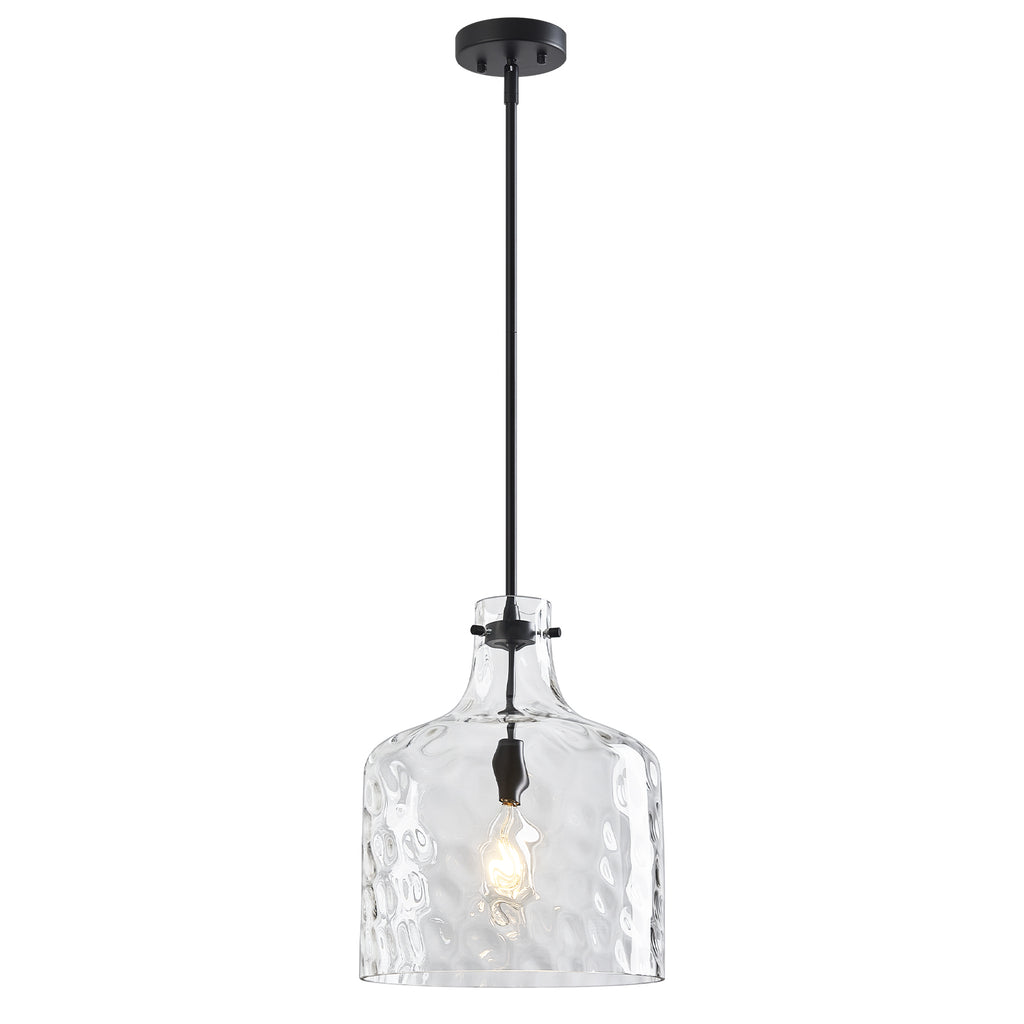 Farmhouse Clear Hammered Glass Pendant Light