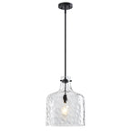 Farmhouse Clear Hammered Glass Pendant Light