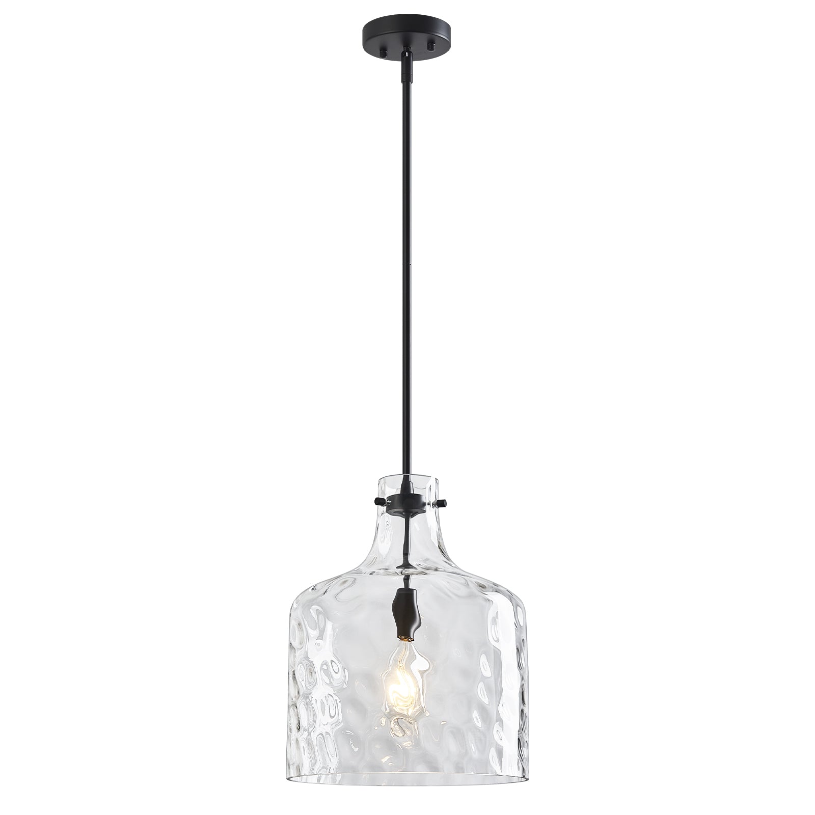Farmhouse Clear Hammered Glass Pendant Light