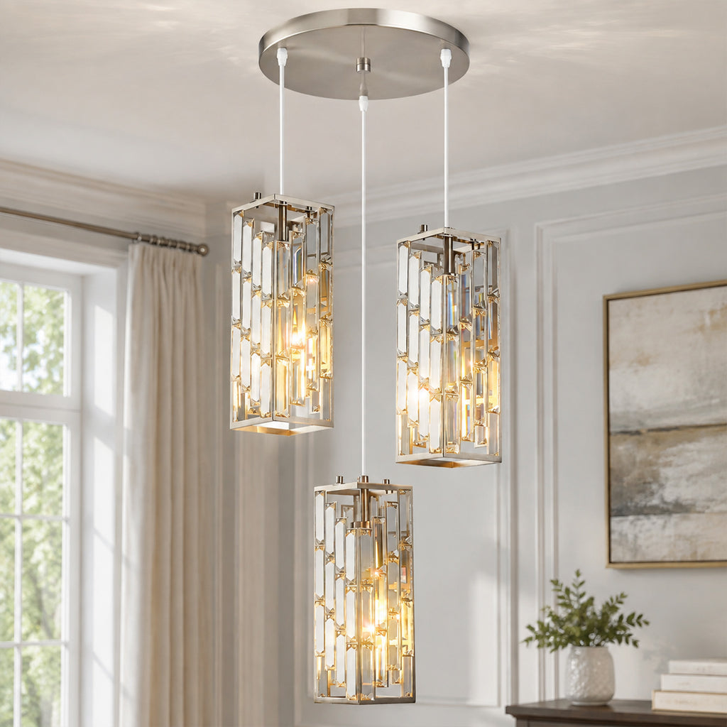 Luxury Frame Rectangular Crystal Linear Pendant Light
