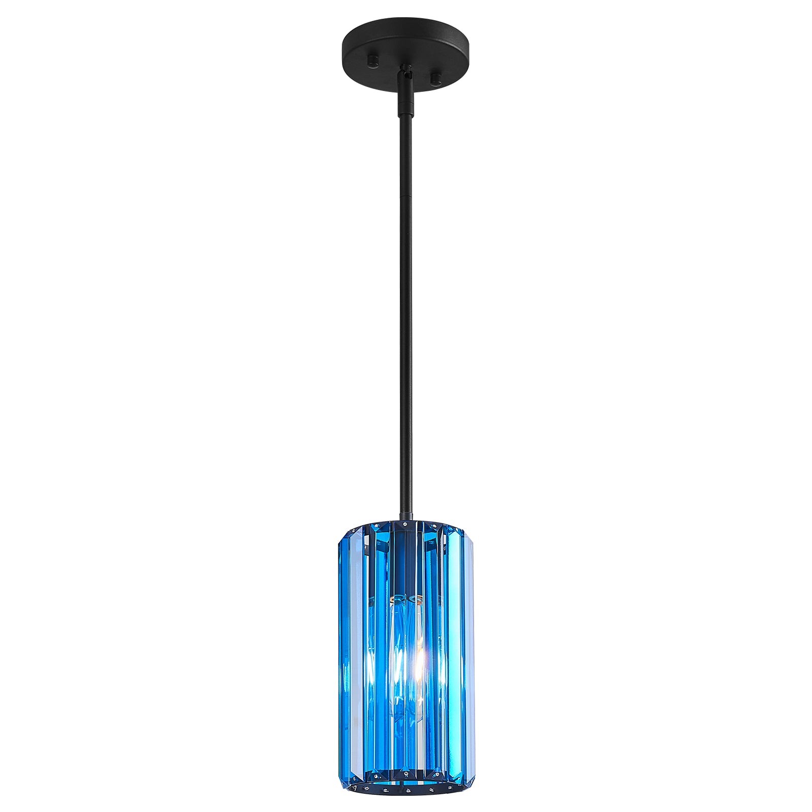 Minimalist Vertical Faceted Crystal Cylinder Pendant Light