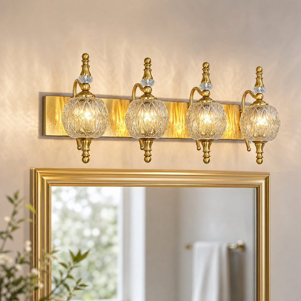 Classic Vintage Round Textured Glass Bathroom Vanity Light