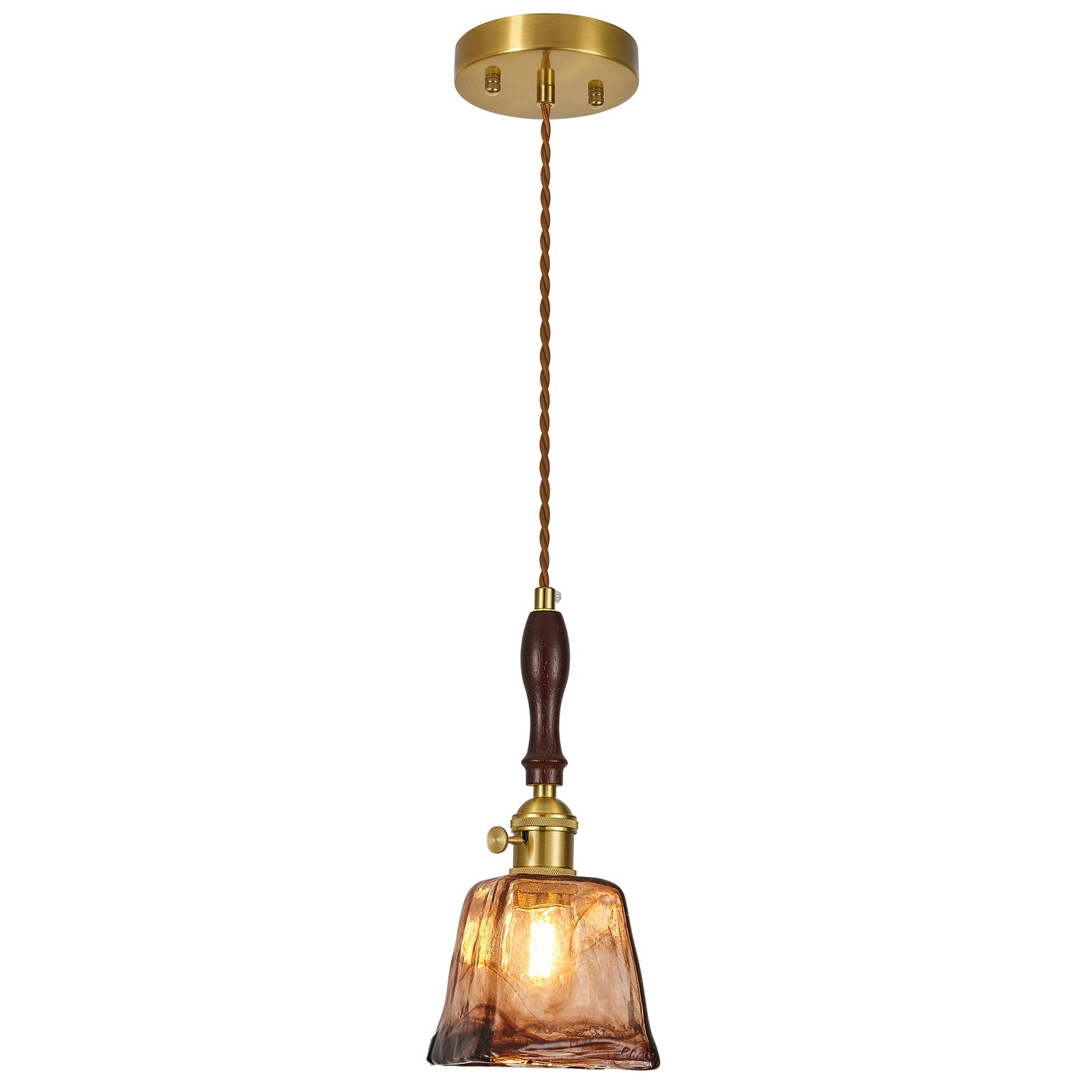 Farmhouse Vintage Textured Glass Hanging Pendant Light