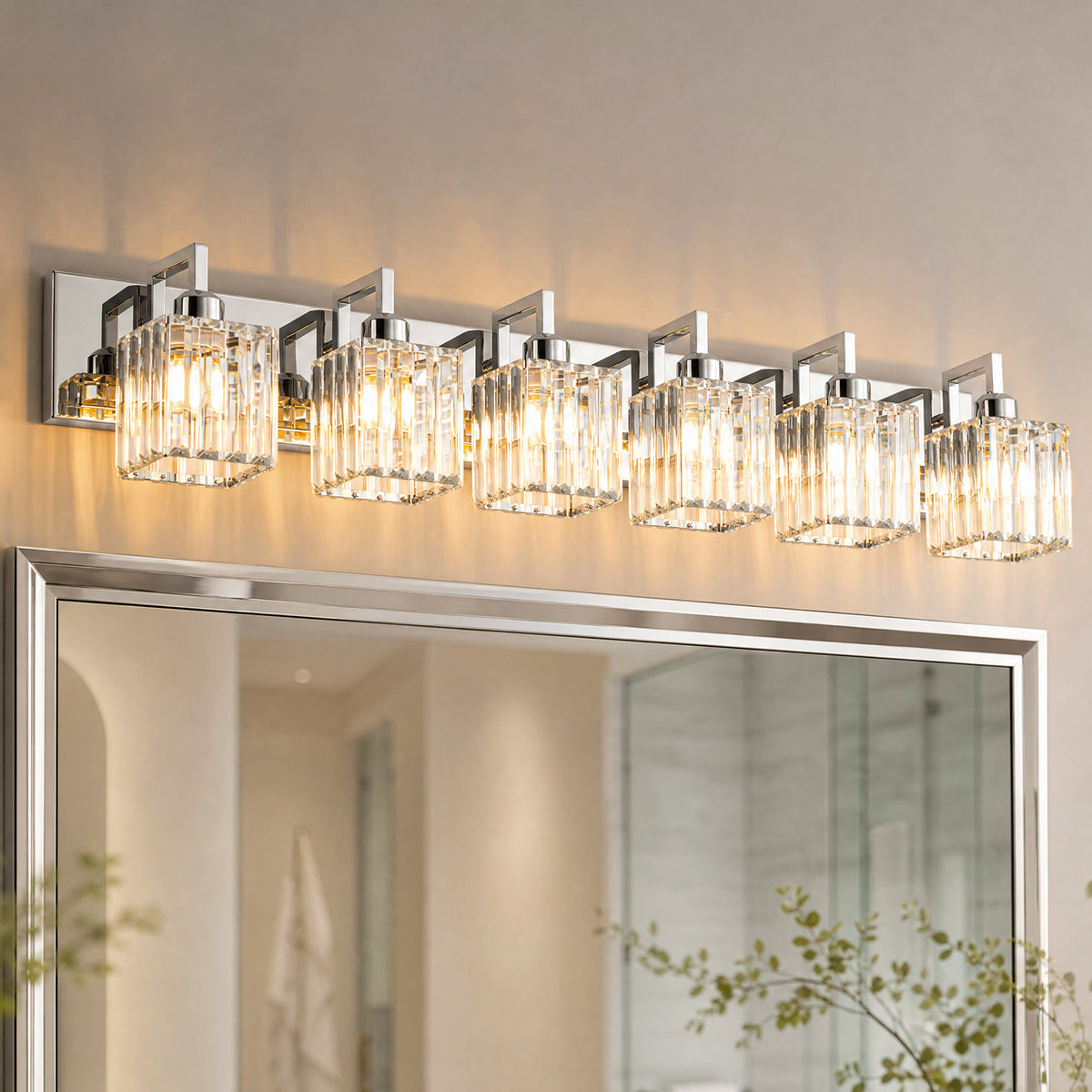 Modern Minimalist Vertical Rectangular Crystal Vanity Light