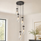 Raindrop Clear Solid Glass Adjustable Suspension Cord Pendant Light