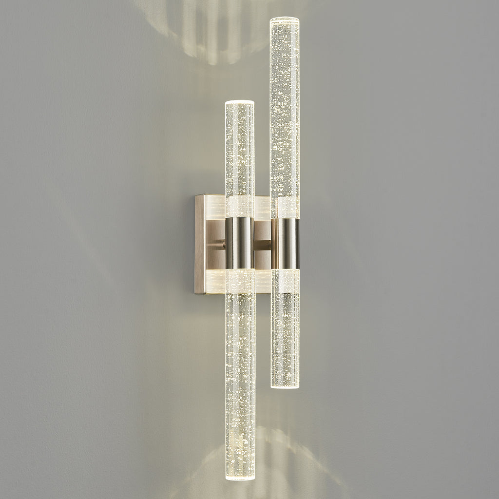 Contemporary Luxury Asymmetric Dual Bubble Crystal Tube LED Wall Sconce
