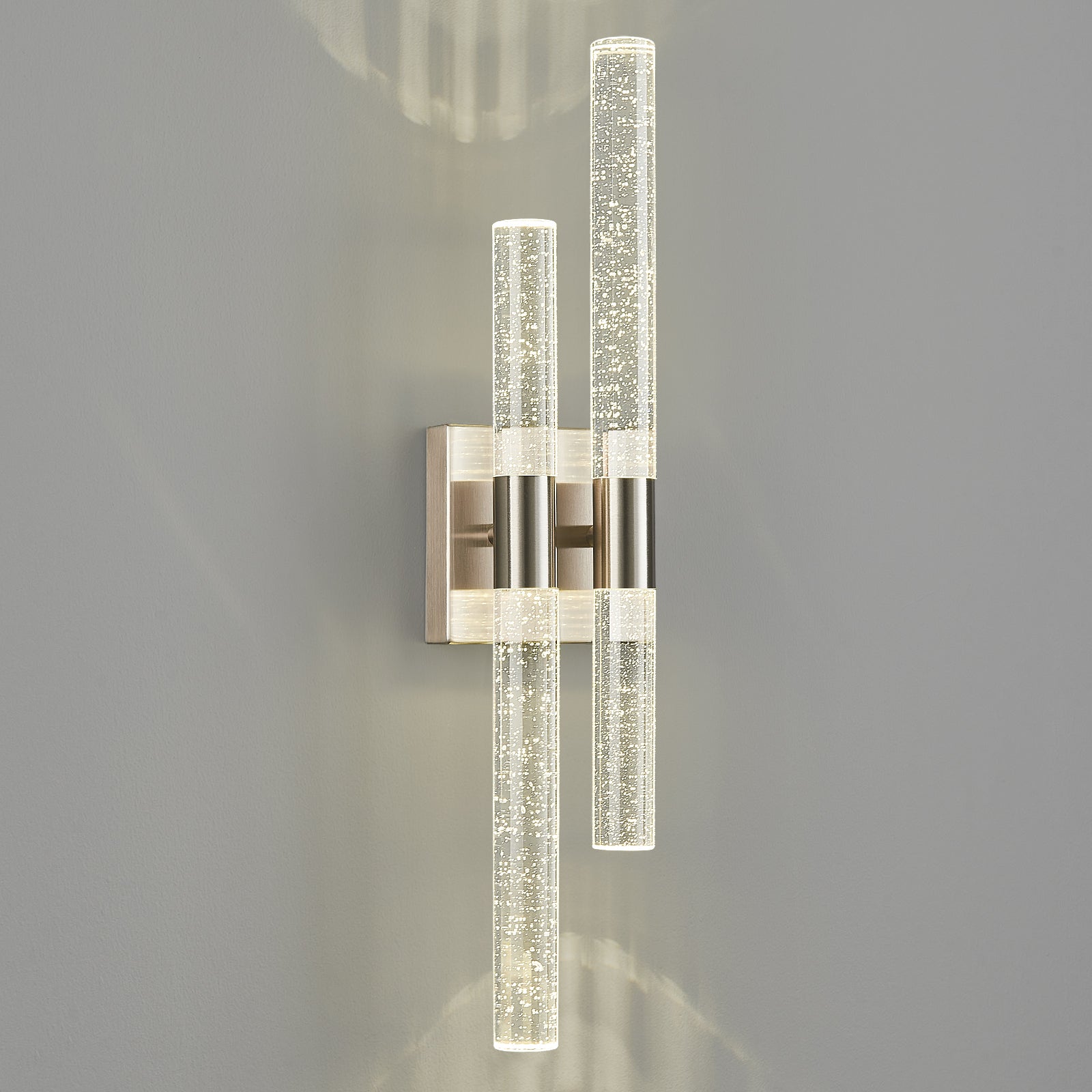 Contemporary Luxury Asymmetric Dual Bubble Crystal Tube LED Wall Sconce