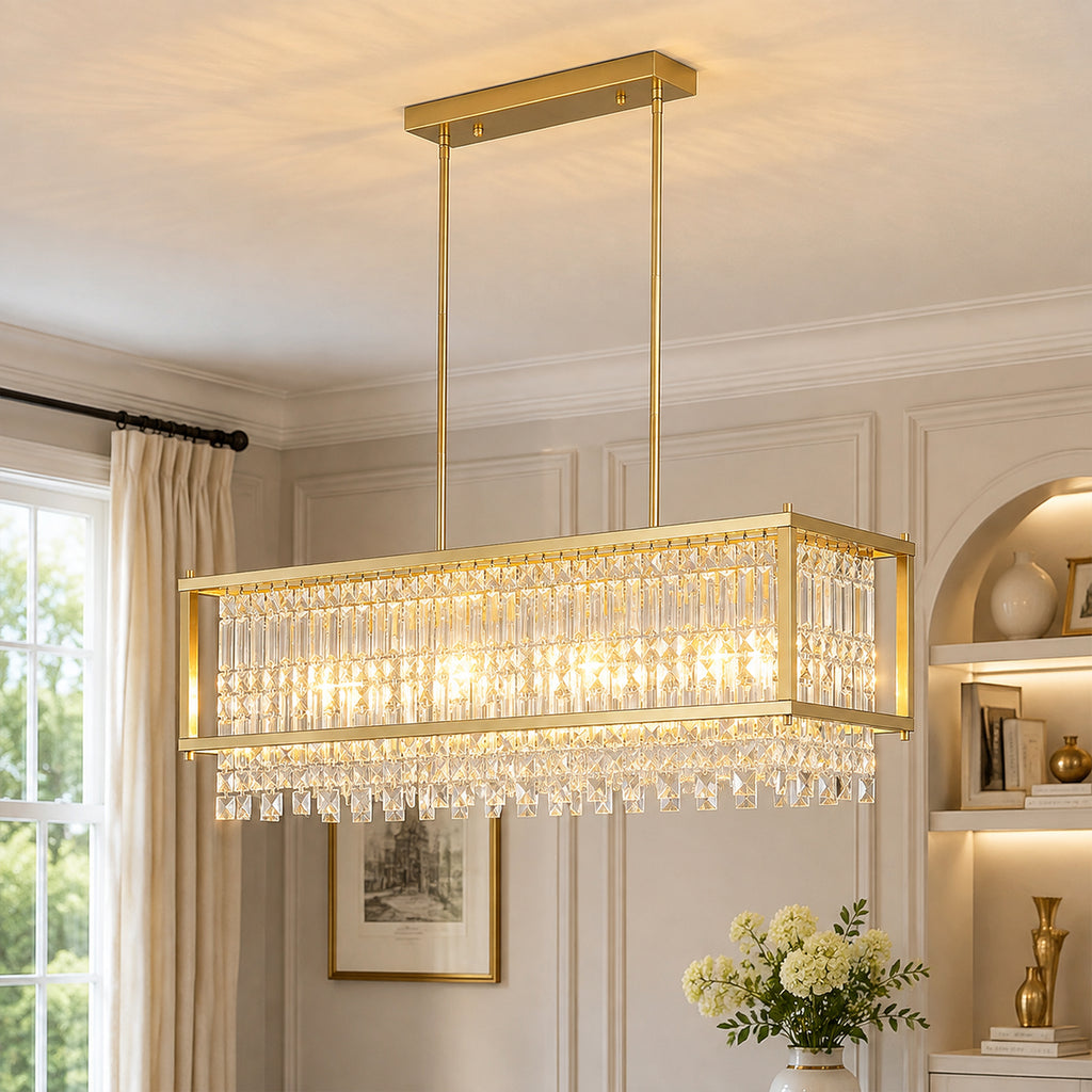 Modern Farmhouse Style Geometric Crystal Chandelier