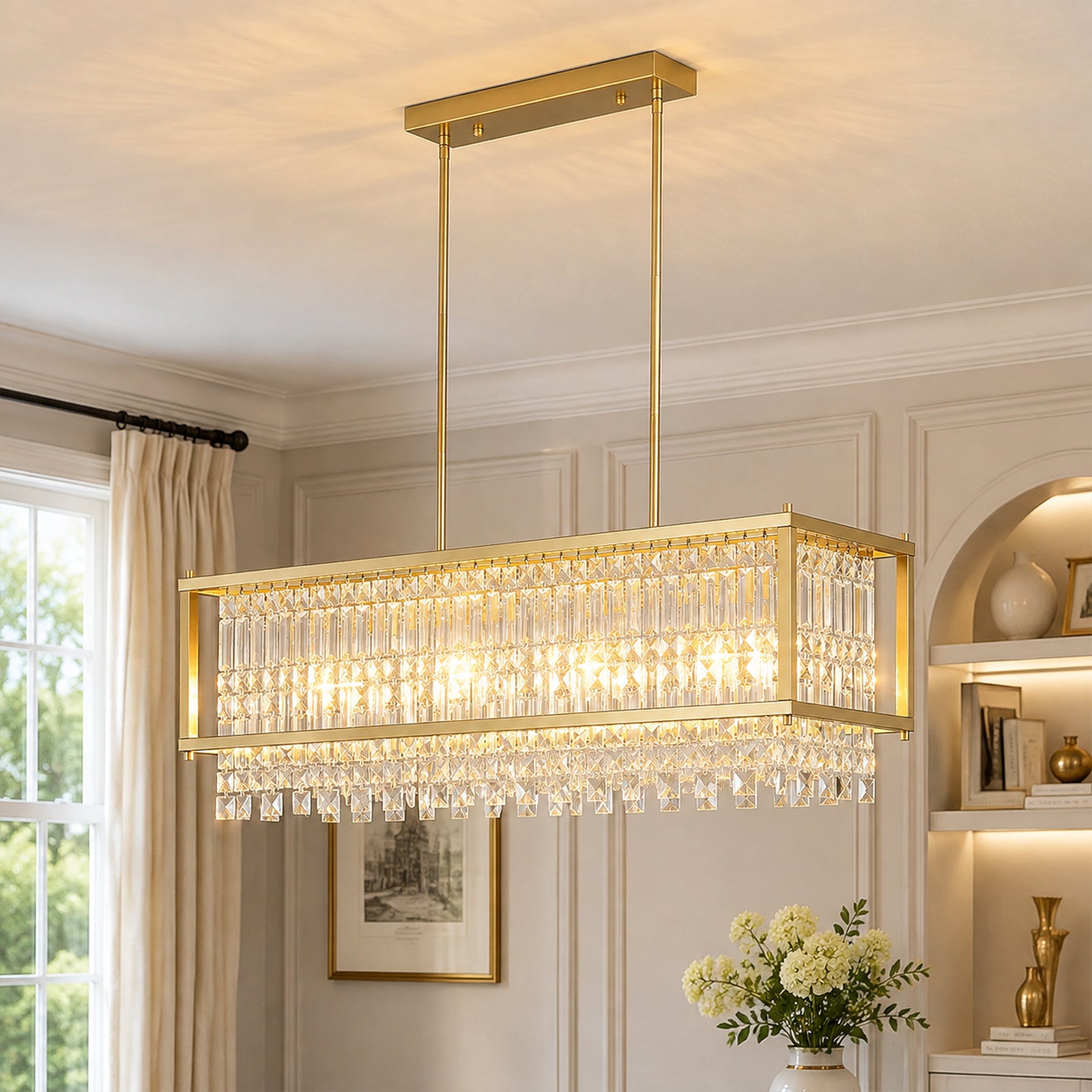Modern Farmhouse Style Geometric Crystal Chandelier