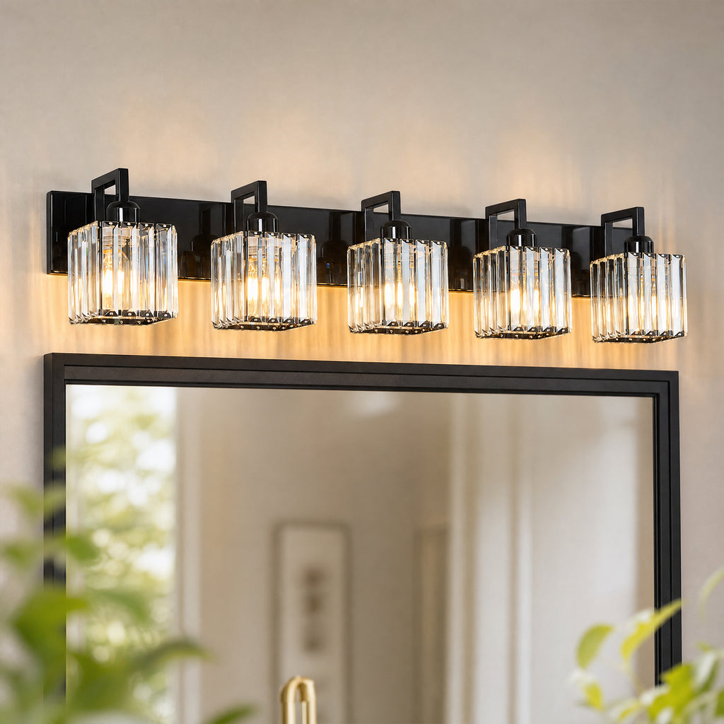 Modern Minimalist Vertical Rectangular Crystal Vanity Light