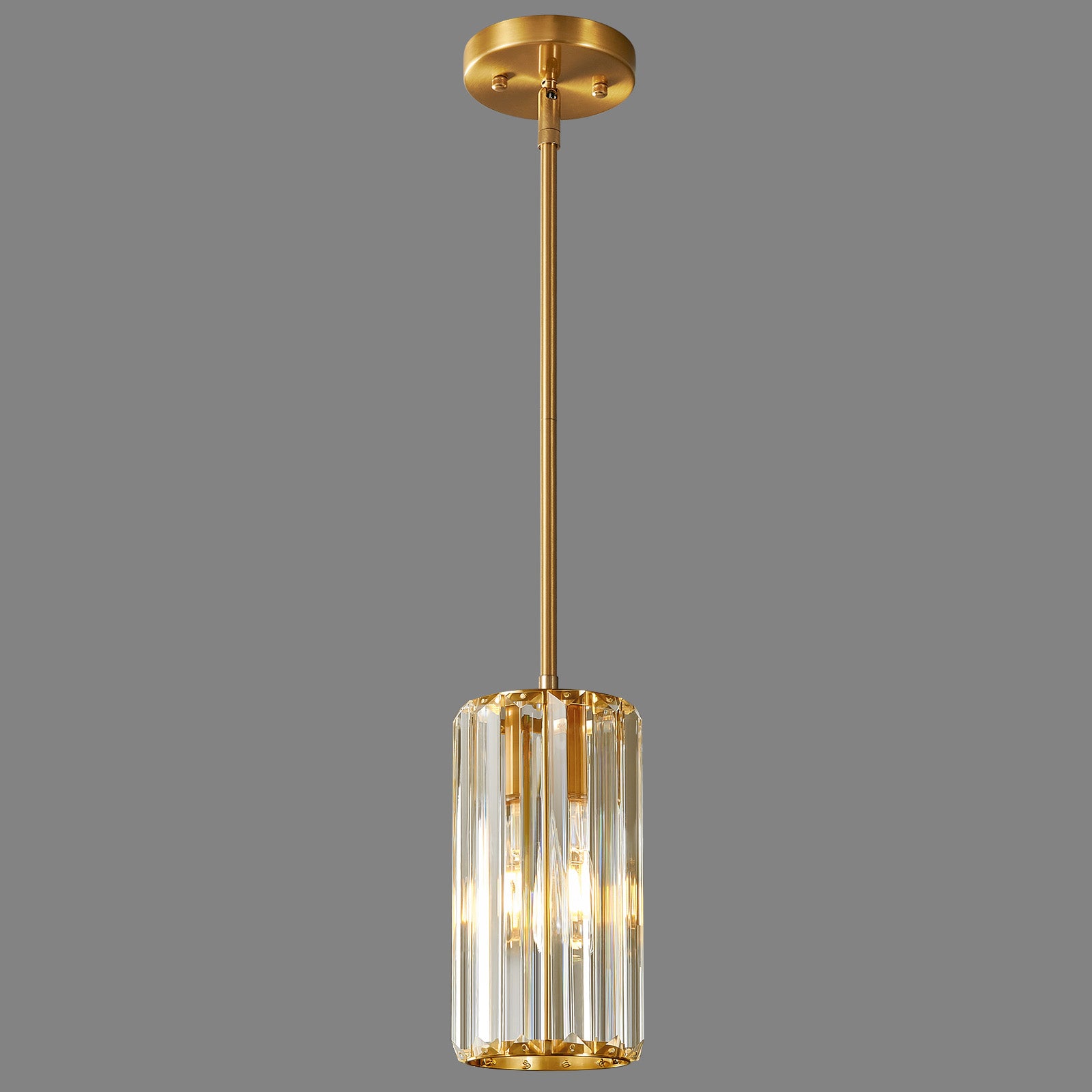 Minimalist Vertical Faceted Crystal Cylinder Pendant Light