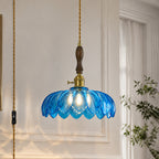 Retro Scalloped Petal Glass Hanging Pendant Light
