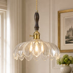 Retro Scalloped Petal Glass Hanging Pendant Light