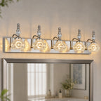 Vintage Embossed Textured Glass Curved Metal Arm Bathroom Vanity Light