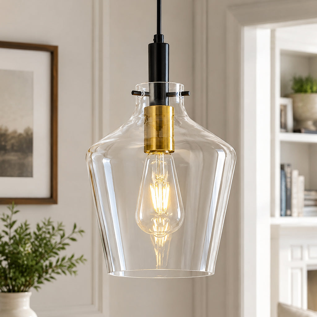 Contemporary Farmhouse Bottle Glass Hanging Pendant Light