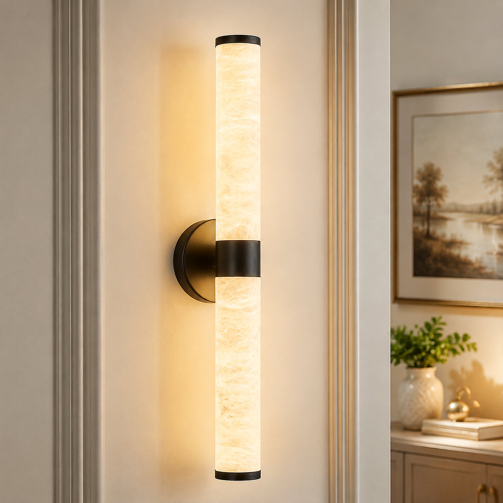 Natural Alabaster LED Wall Sconces Set of Two