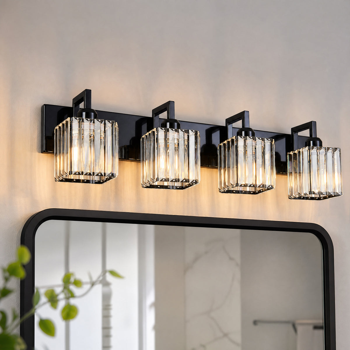 Modern Minimalist Vertical Rectangular Crystal Vanity Light
