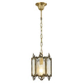 Antique Brass Chandelier with Embossed Rippled Glass