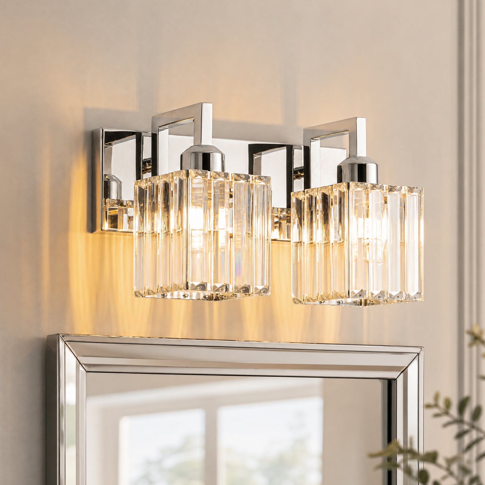 Modern Minimalist Vertical Rectangular Crystal Vanity Light