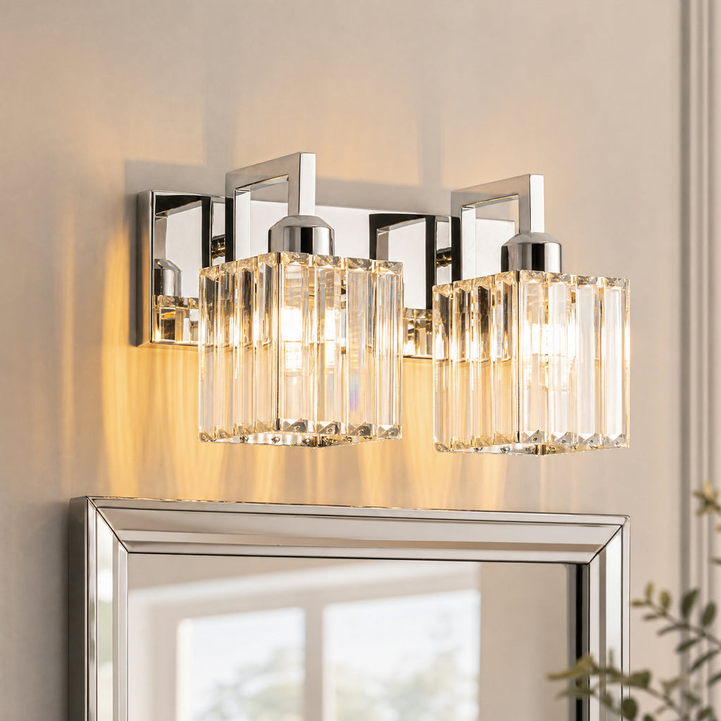 Modern Minimalist Vertical Rectangular Crystal Vanity Light