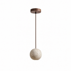 Modern Sphere Travertine Wood Pendant Light