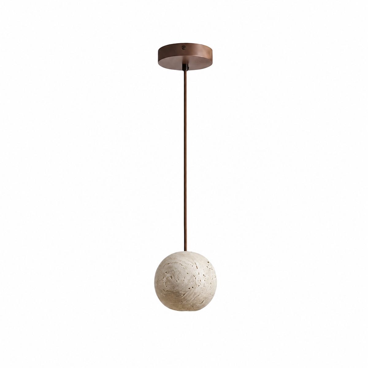 Modern Sphere Travertine Wood Pendant Light