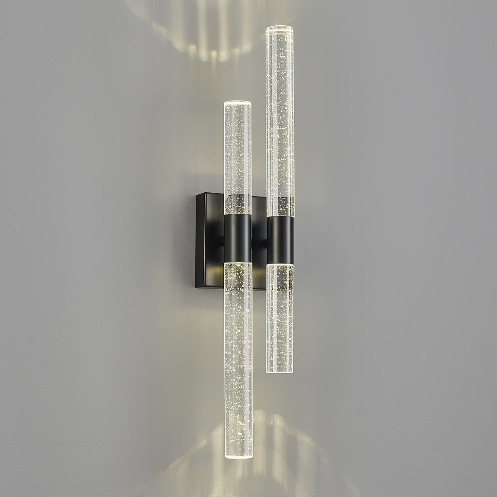 Contemporary Luxury Asymmetric Dual Bubble Crystal Tube LED Wall Sconce