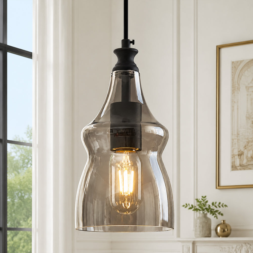 Contemporary Industrial Glass Pendant Light in Multiple Shapes