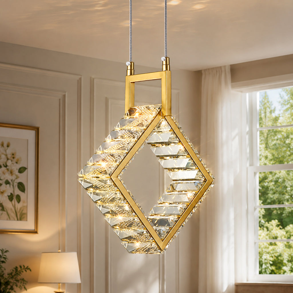 Modern Luxury LED Crystal Geometric Pendant Light