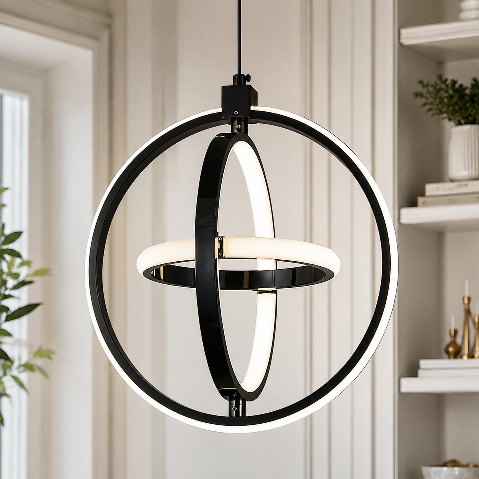 Modern LED Dimmable Height Round Ring Pendant Light