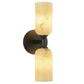 Modern Transitional Vertical Double Cylinder Natural Alabaster Wall Sconce