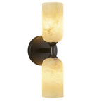 Modern Transitional Vertical Double Cylinder Natural Alabaster Wall Sconce