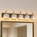 Transitional Luxury Square Prism Fluted Crystal Bathroom Vanity Light