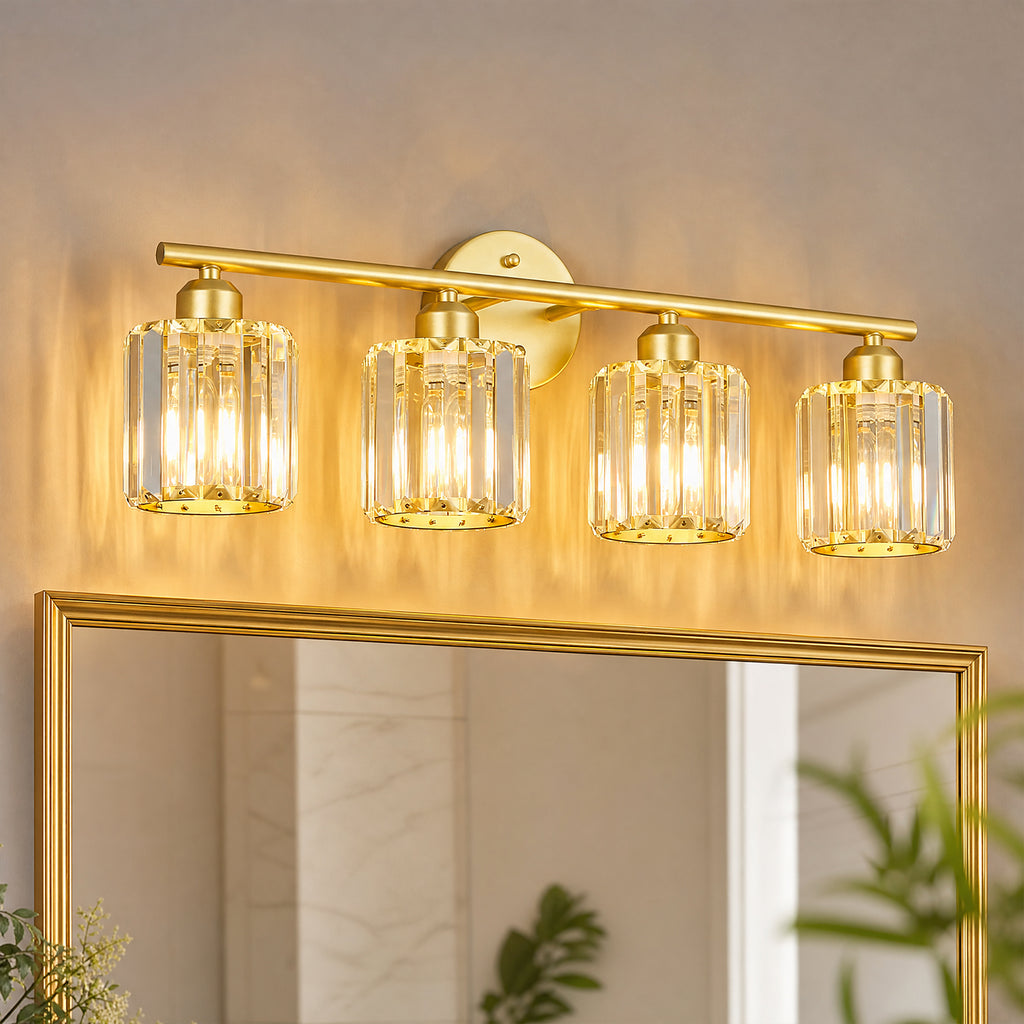 Modern Linear Fluted Crystal Bathroom Vanity Light