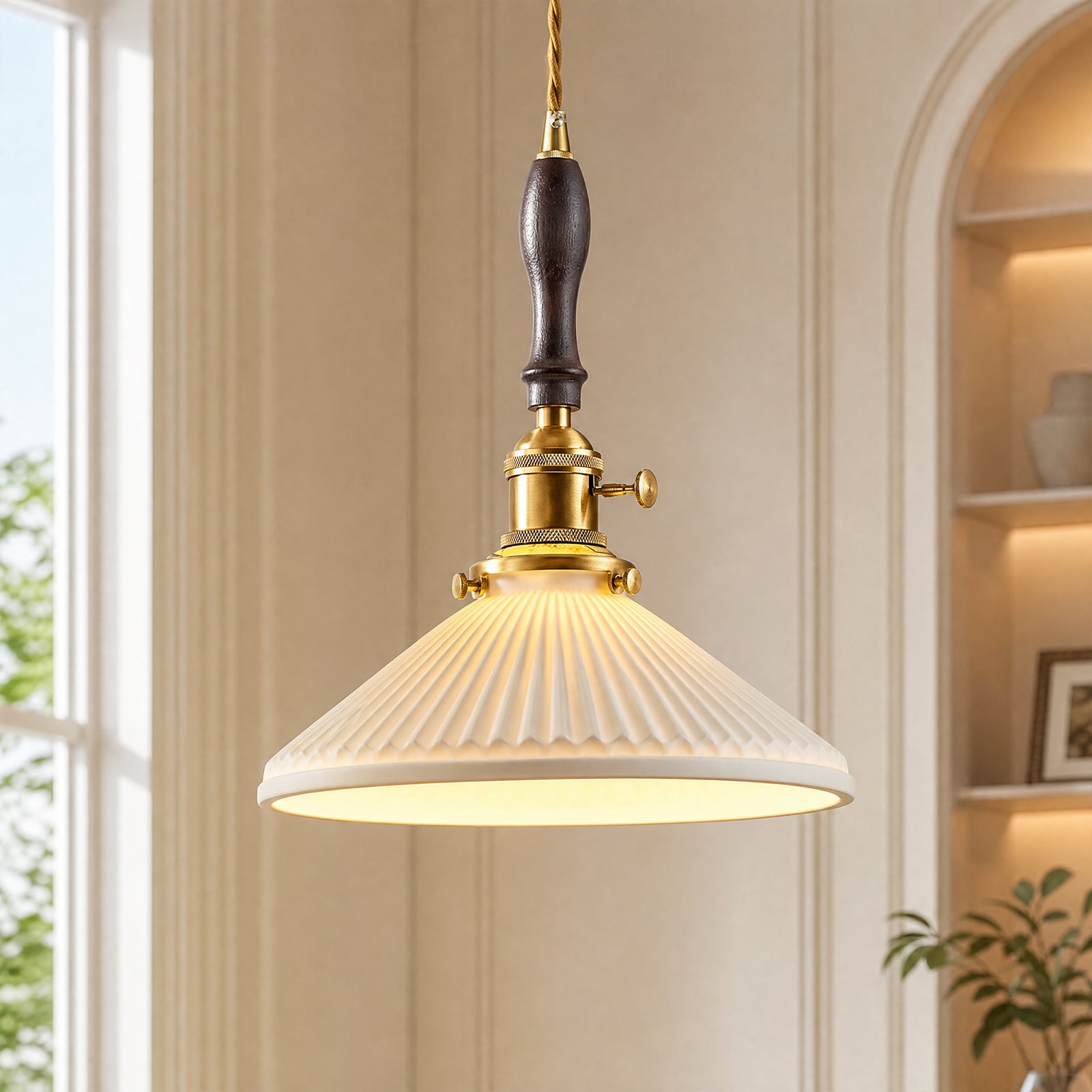 Retro Nordic Striped Ceramic Pendant Light Series
