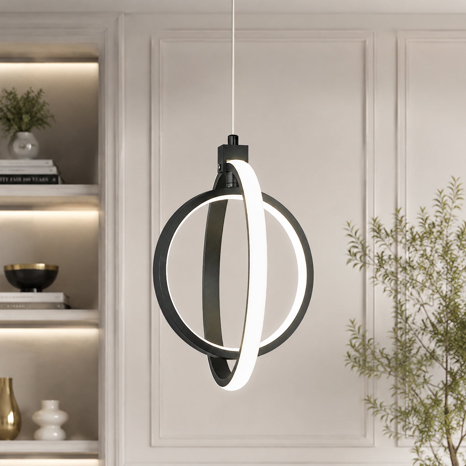 Modern LED Dimmable Height Round Ring Pendant Light