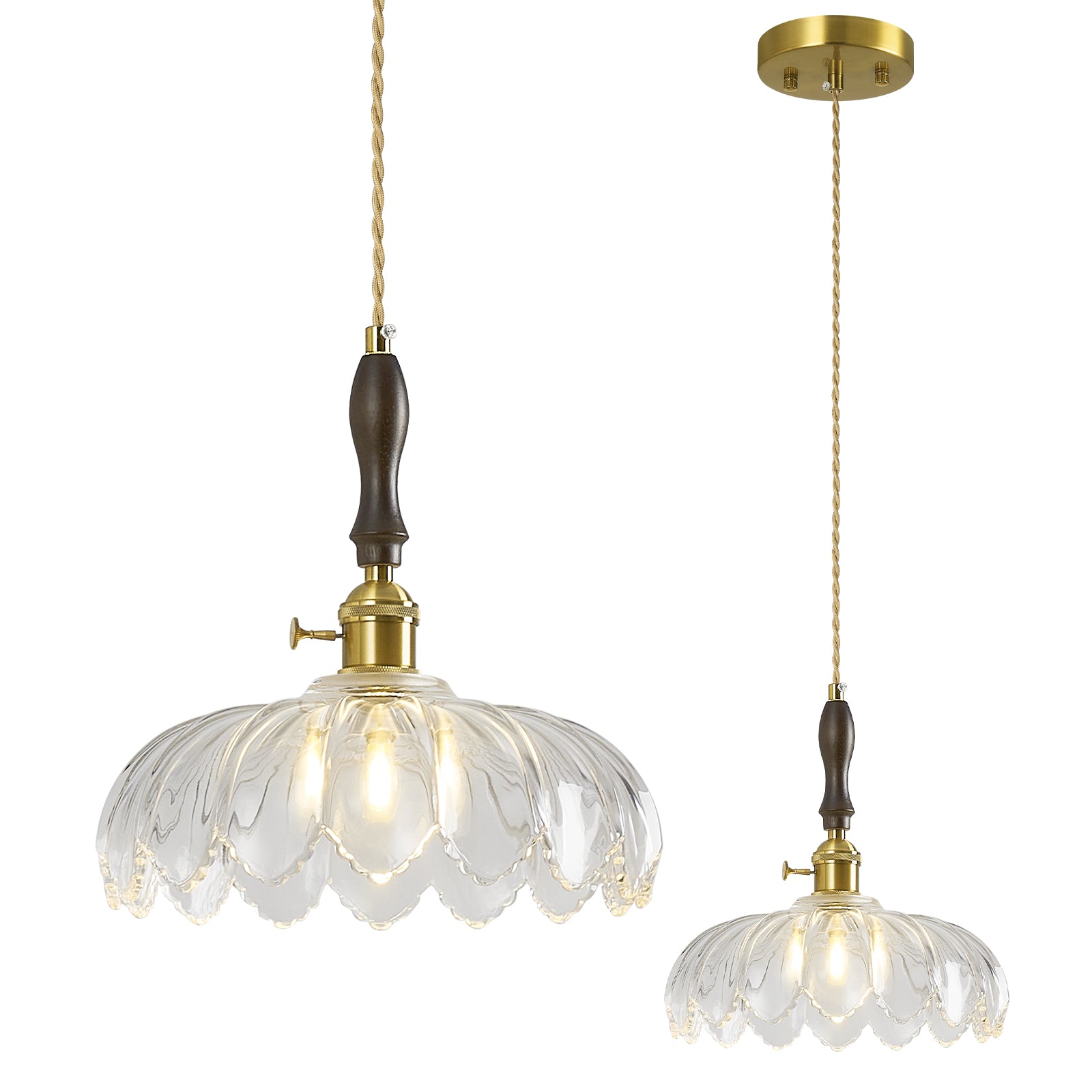 Retro Scalloped Petal Glass Hanging Pendant Light