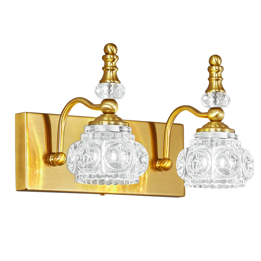 Vintage Embossed Textured Glass Curved Metal Arm Bathroom Vanity Light