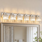 Modern Minimalist Vertical Rectangular Crystal Vanity Light
