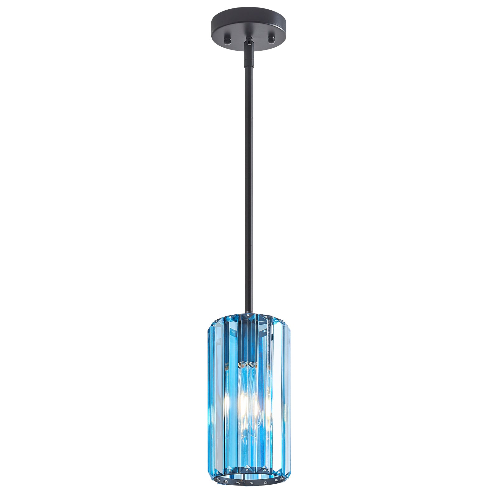 Minimalist Vertical Faceted Crystal Cylinder Pendant Light