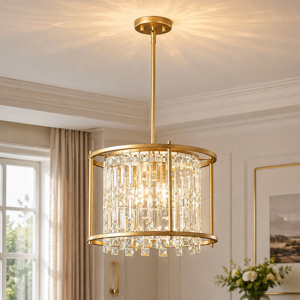 Modern Farmhouse Style Geometric Crystal Chandelier