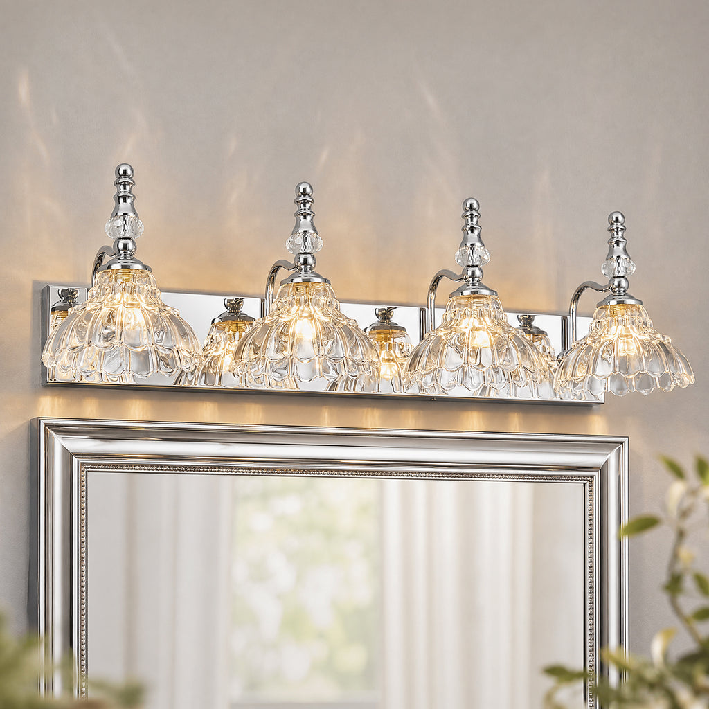 Vintage Clear Flower Glass Shade  Bathroom Vanity
