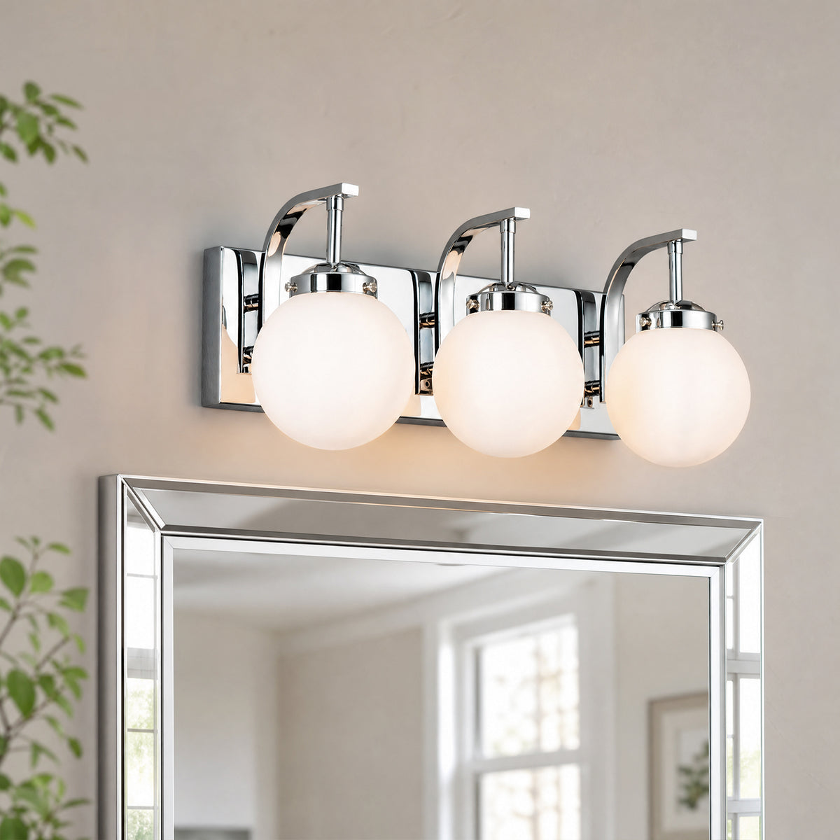 Modern Opal Globe Milky Glass Bathroom Vanity Light