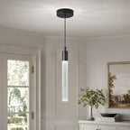 Modern Cylinder Bubble Linear Hanging Crystal LED Pendant Light