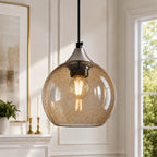 Adjustable Cord Single Hanging Modern Globe Glass Pendant Light