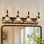 Vintage Clear Flower Glass Shade  Bathroom Vanity