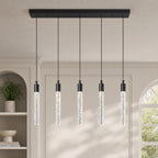 Modern Cylinder Bubble Linear Hanging Crystal LED Pendant Light