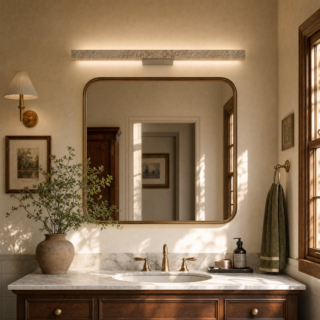 Wabi Sabi Long Linear Travertine LED Wall Sconce