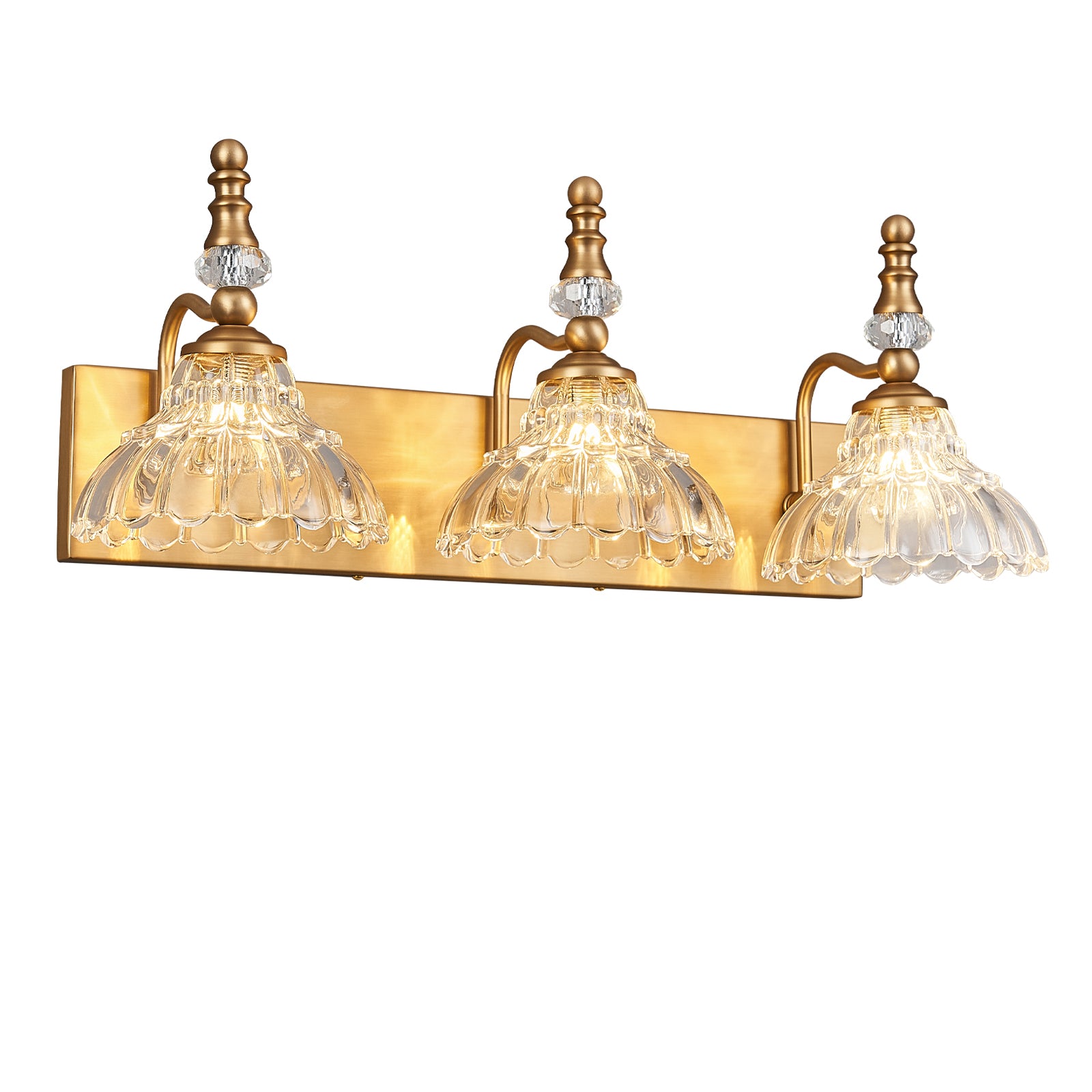 Vintage Clear Flower Glass Shade  Bathroom Vanity