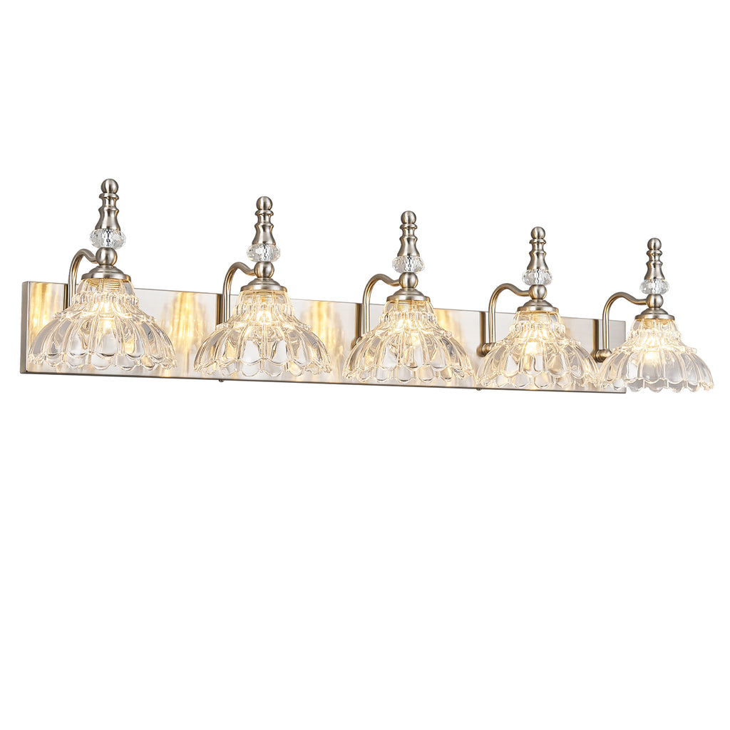 Vintage Clear Flower Glass Shade  Bathroom Vanity